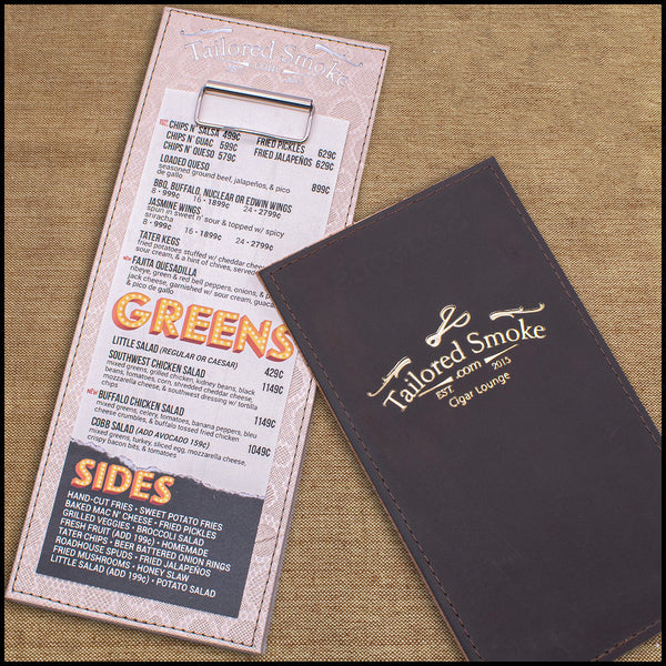 Leather Menu Board Clipboard With Low Profile Clip