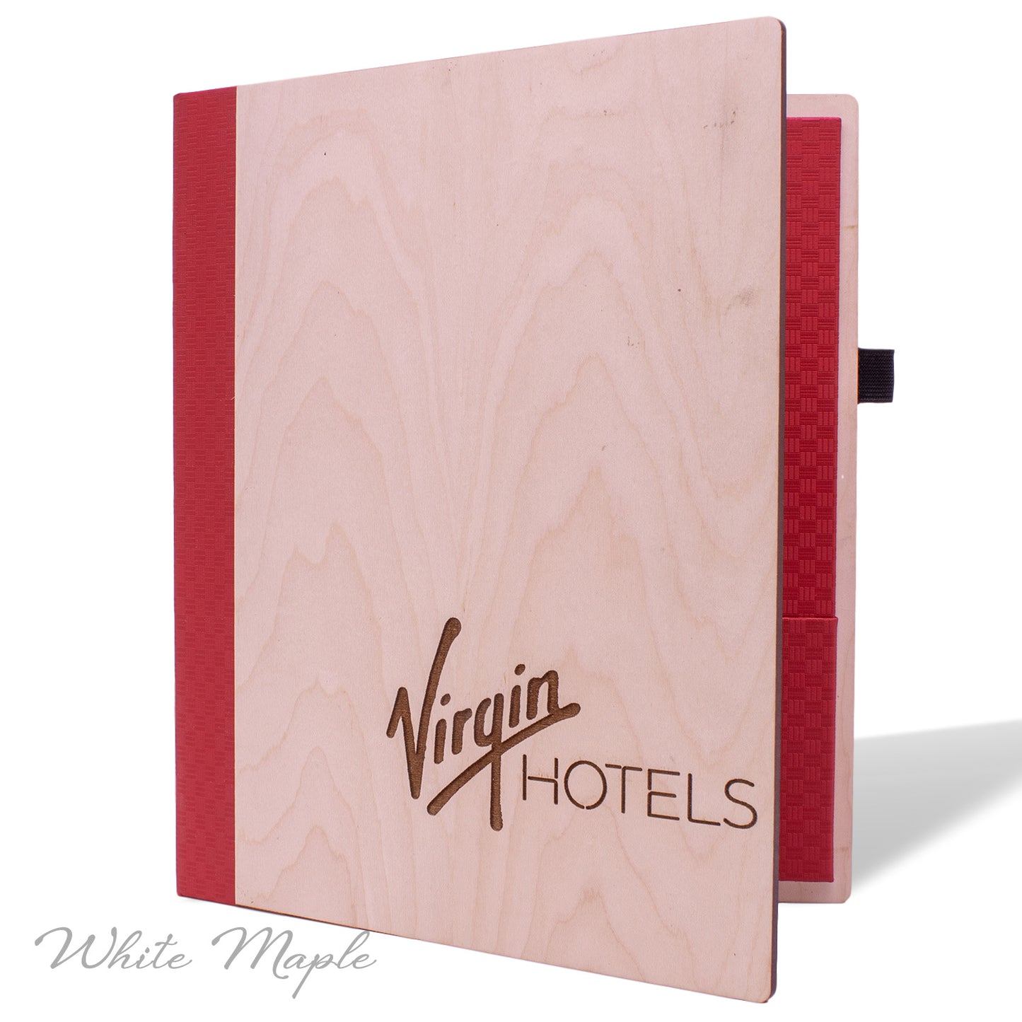 White maple wood hotel stationary menu