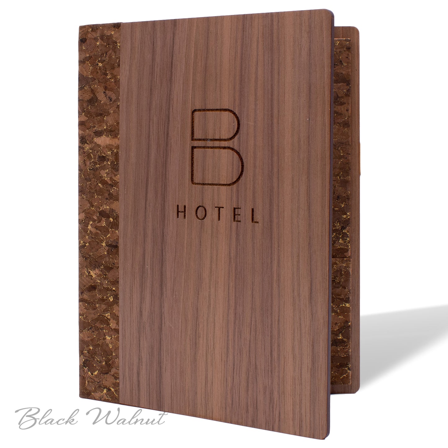 Walnut wood menu stationary cover for hotels