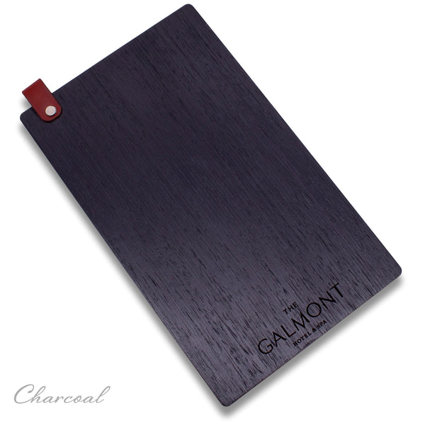 Hotel Directory Page Holder with Leather Loop in Charcoal