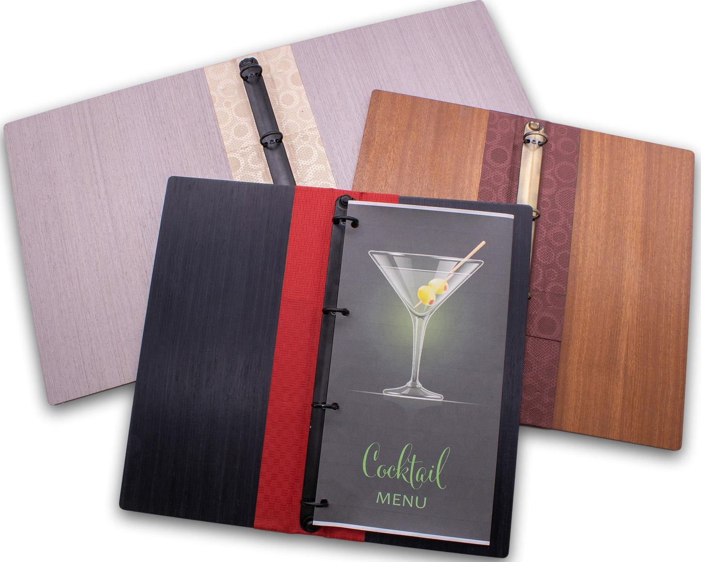 Multiple wood menu covers for cafes and restaurants