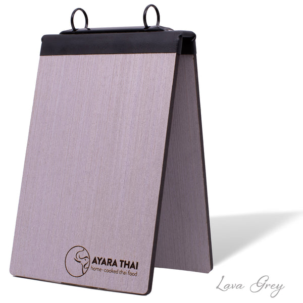 Table Tent Display With Binder Ring Mechanism in Lava Gray