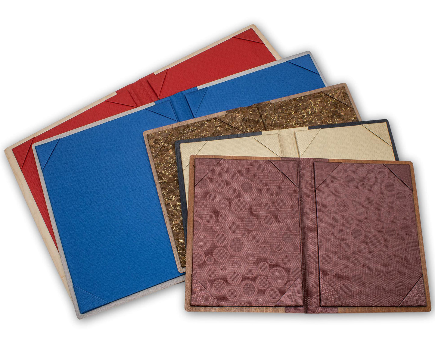 Restaurant wood menu cover with corner tab inserts