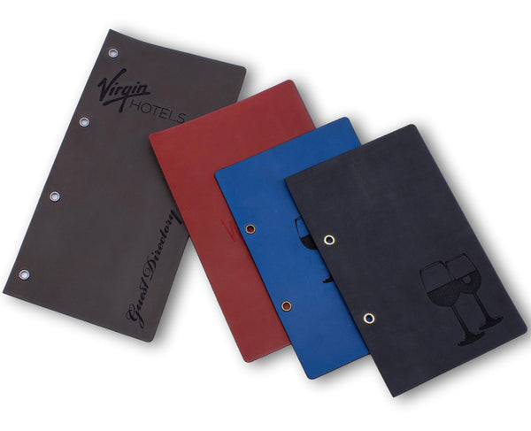 Menu Holder With Binder Ring Mechanism (& Optional Leather Menu Page Cover) - Woodberry Company