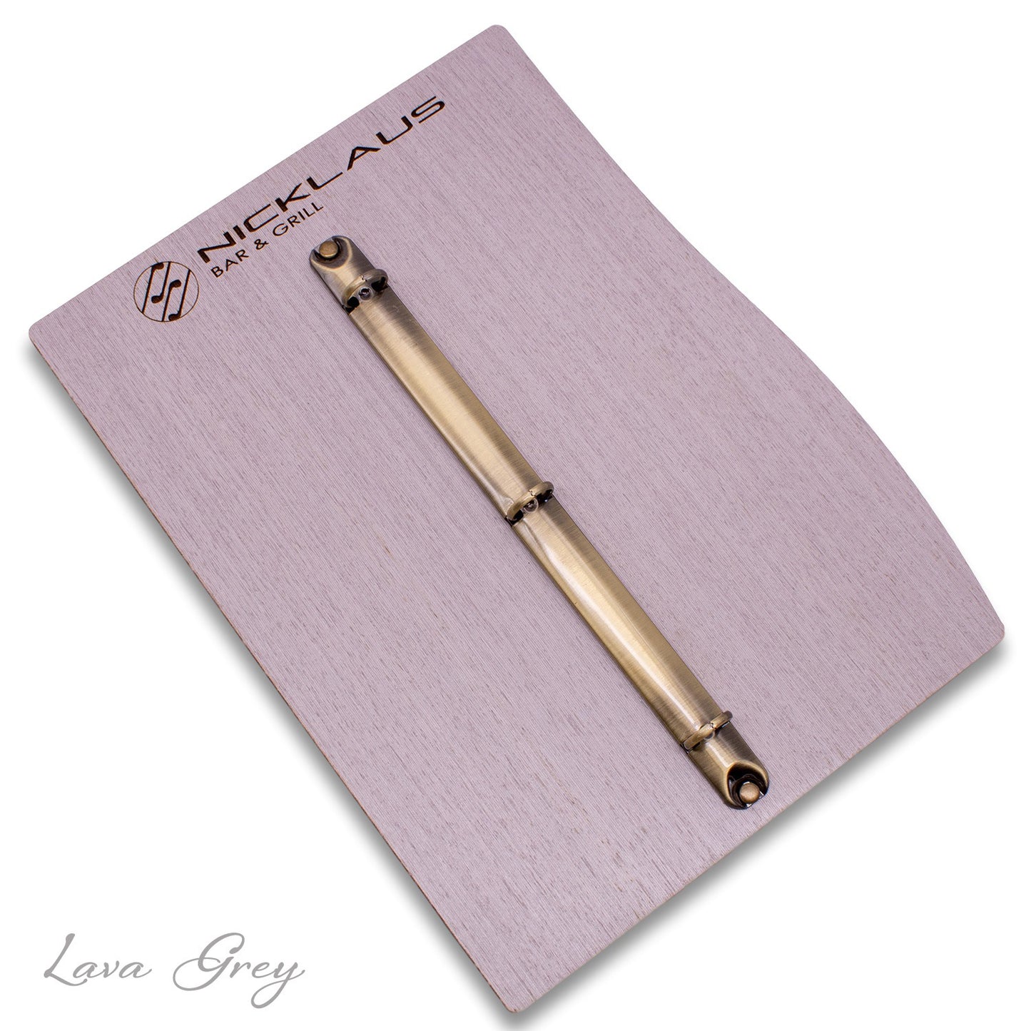 Wood menu board with centered binder ring