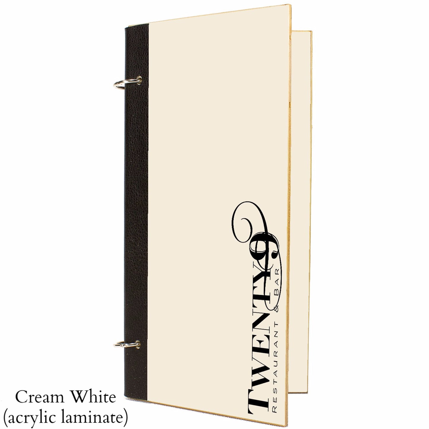 Menu Cover With Leather Binding And Snap Rings - Woodberry Company