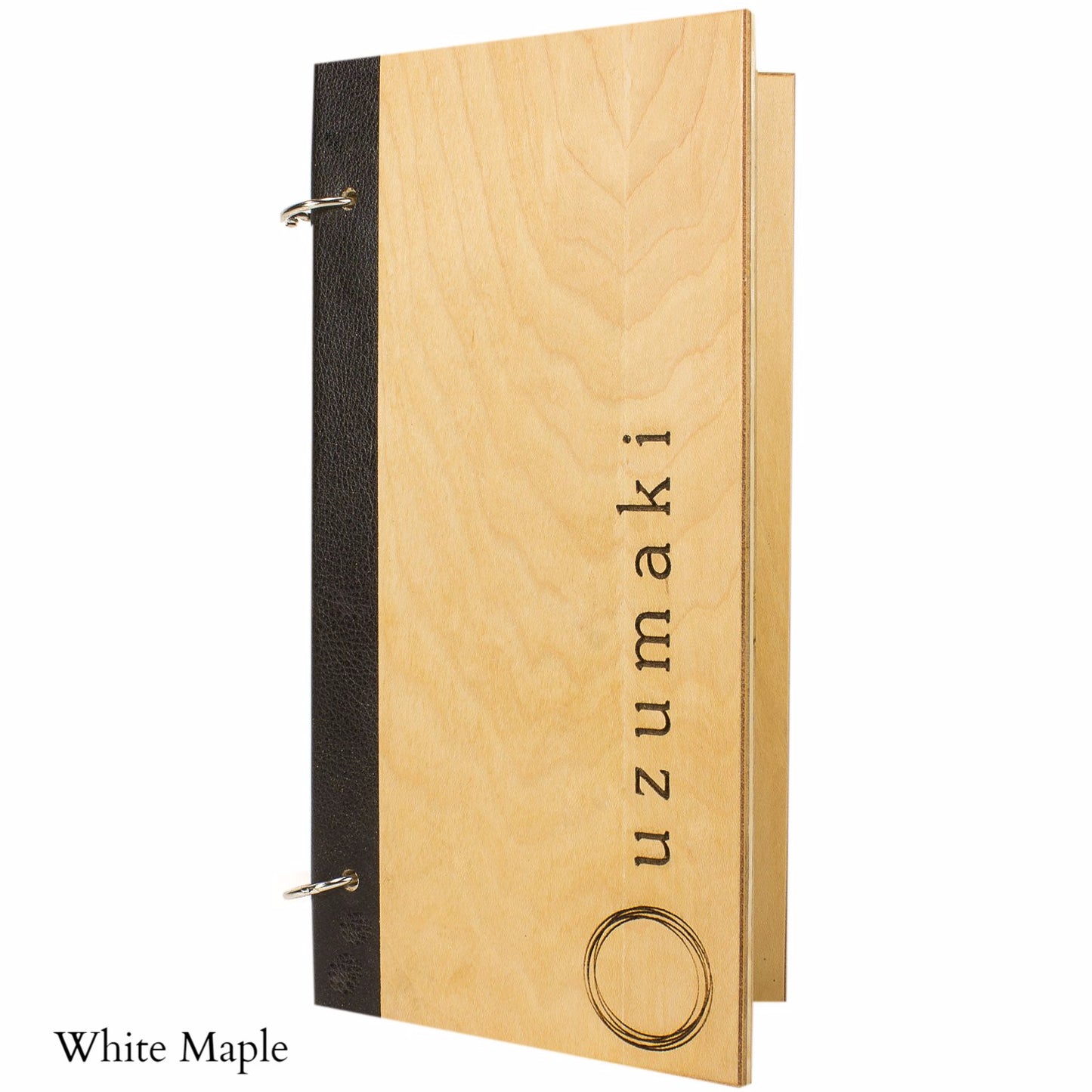 Menu Cover With Leather Binding And Snap Rings - Woodberry Company