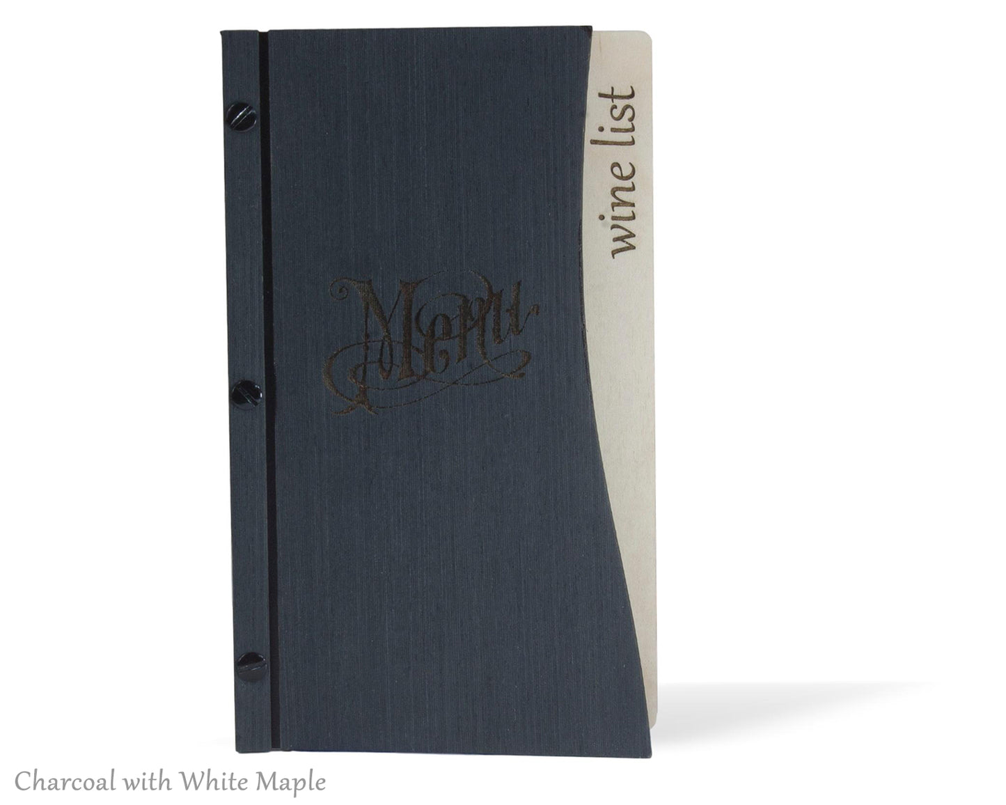 Charcoal with white maple wood menu cover