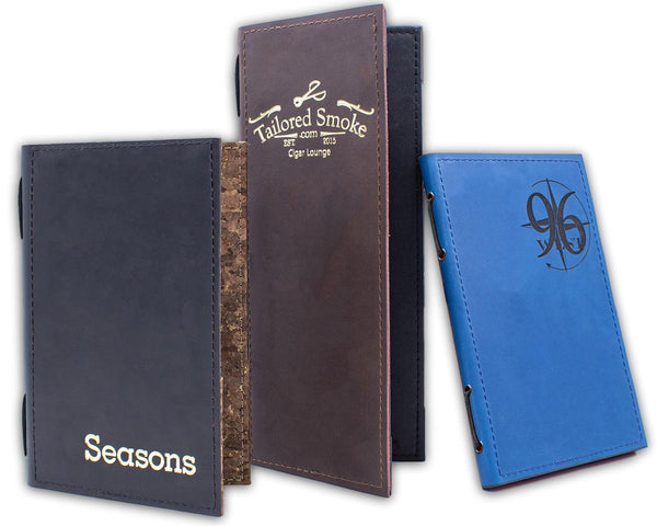 Leather Menu Cover with Elastic Menu String Retainer
