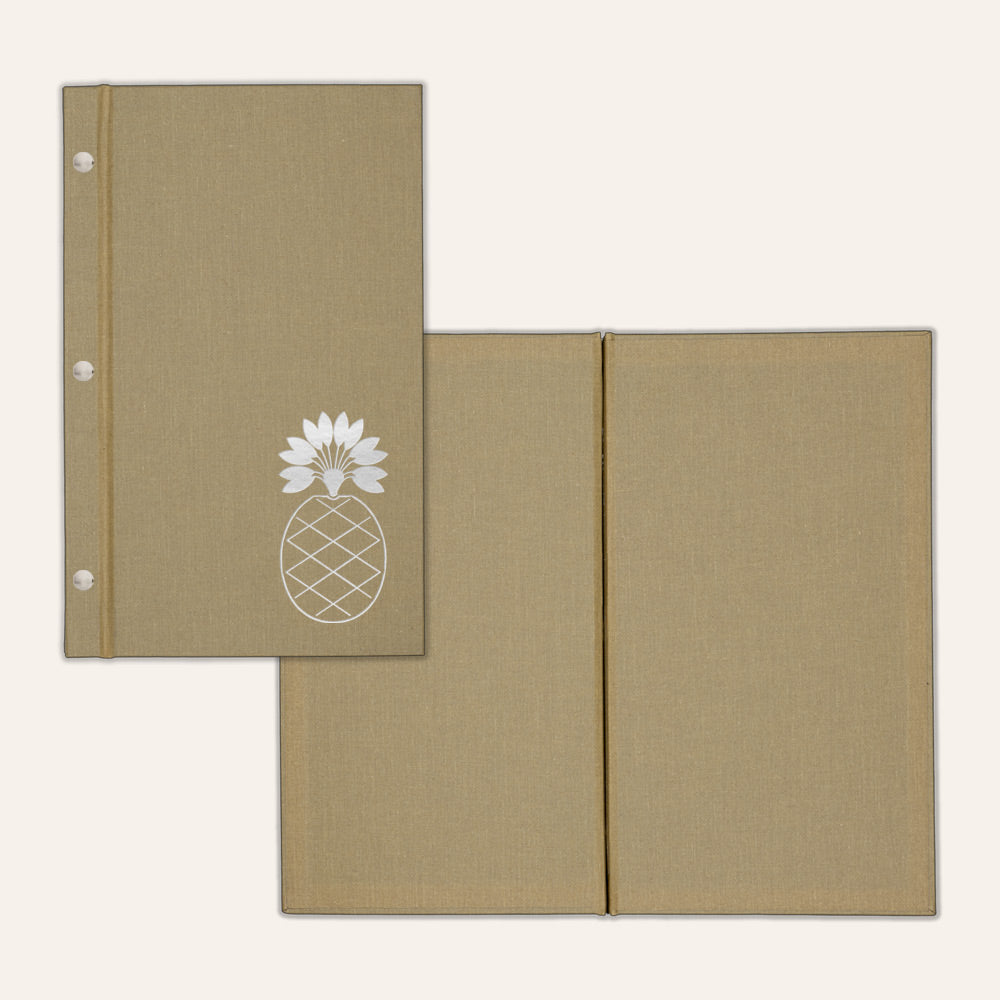 Cream Arrestox linen menu cover