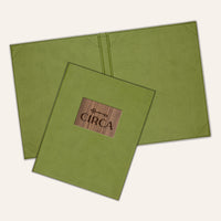 Green faux leather menu cover for restaurants and cafes
