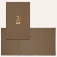 Brown Arrestox linen custom menu cover