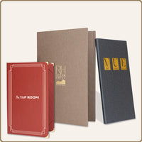 Arrestox linen menu covers in different colors and sizes