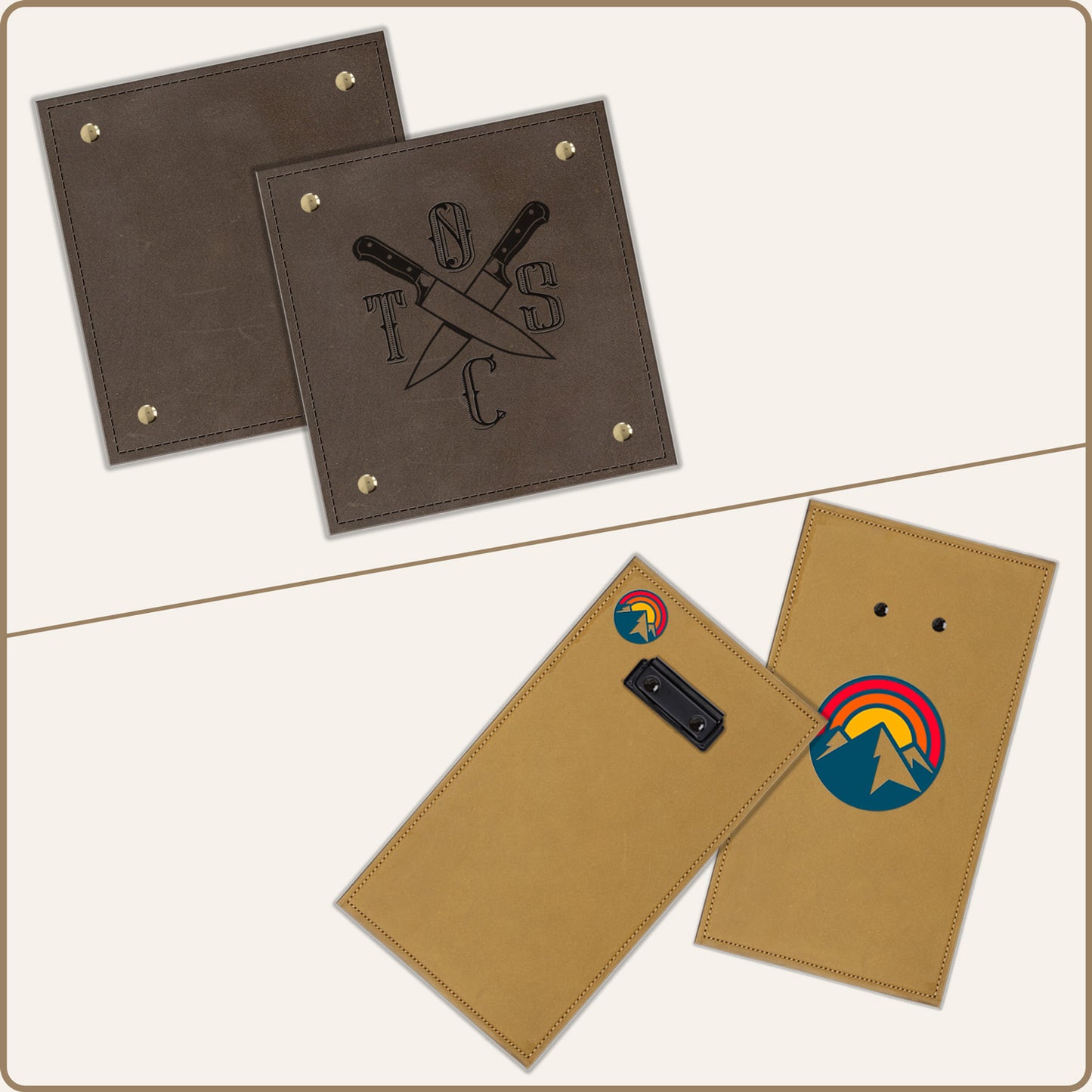 Thick slab leather menu boards with clips for hotels and restaurants