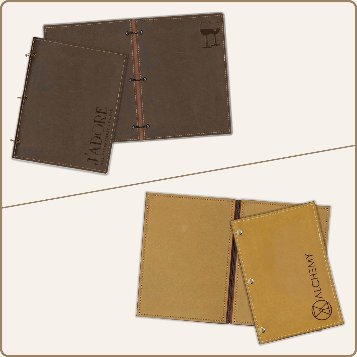 Thick Slab Leather Menu Covers