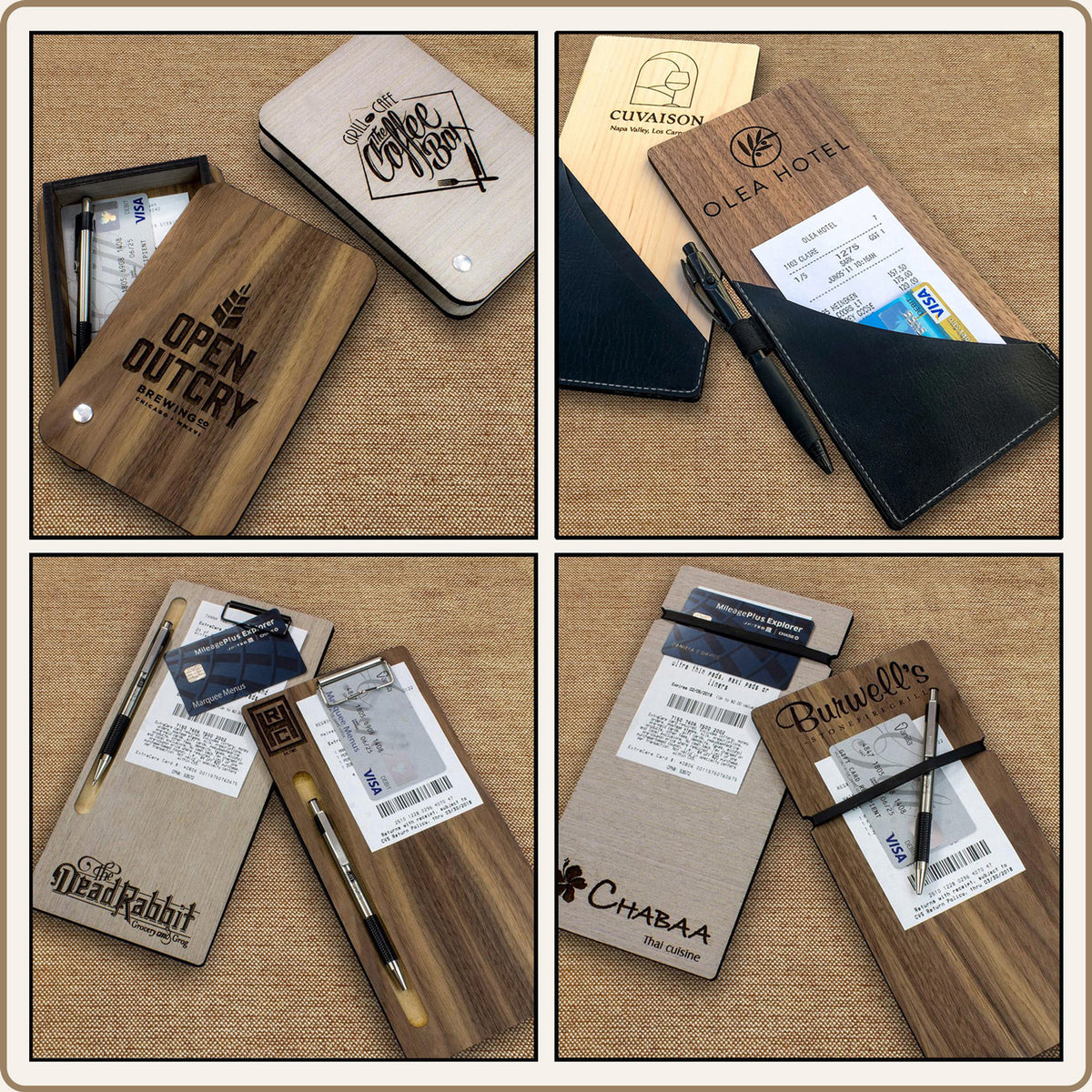 Rustic Style Check Presenters Custom Check Presenters for Hotels & Restaurants