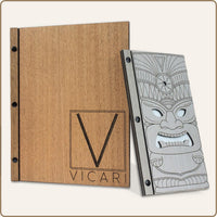 Custom wood menu covers with screw post binding