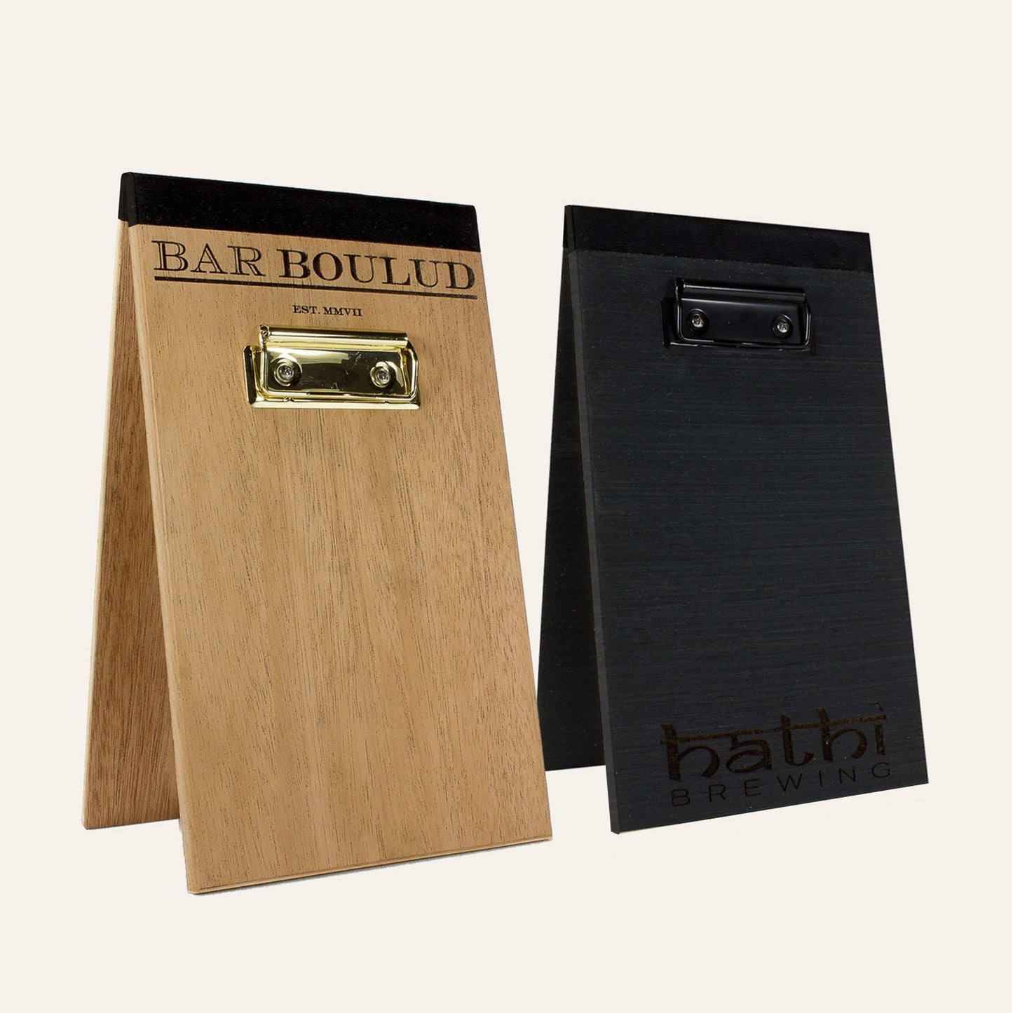 Wood A-table stands with clips