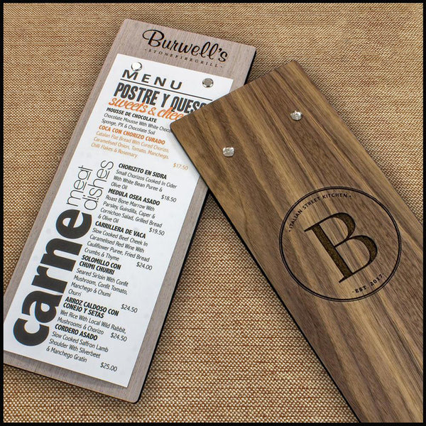 Wood Menu Board With Vertical Silicone Menu Band