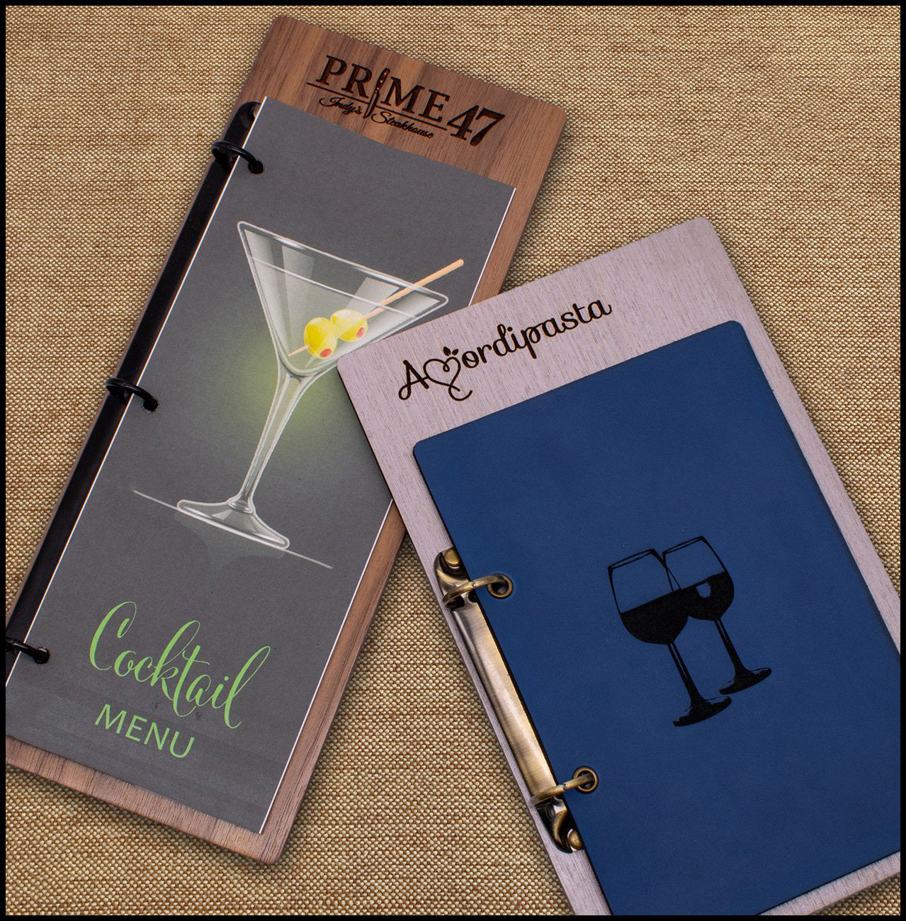Custom Wood Menu Board With Binder Ring
