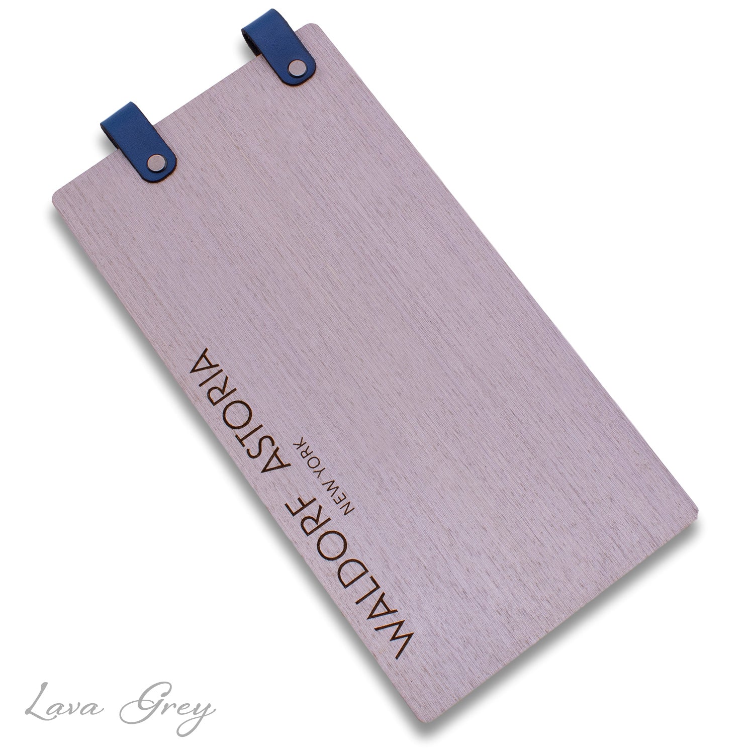Hotel Directory Page Holder with Leather Loop  in Lava Gray