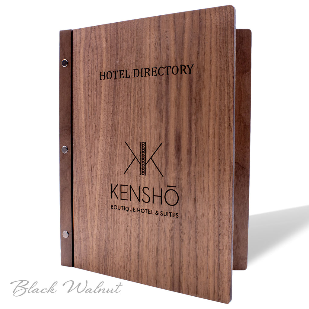Wood Guest Service Directory Book Cover With Screw Post Binding