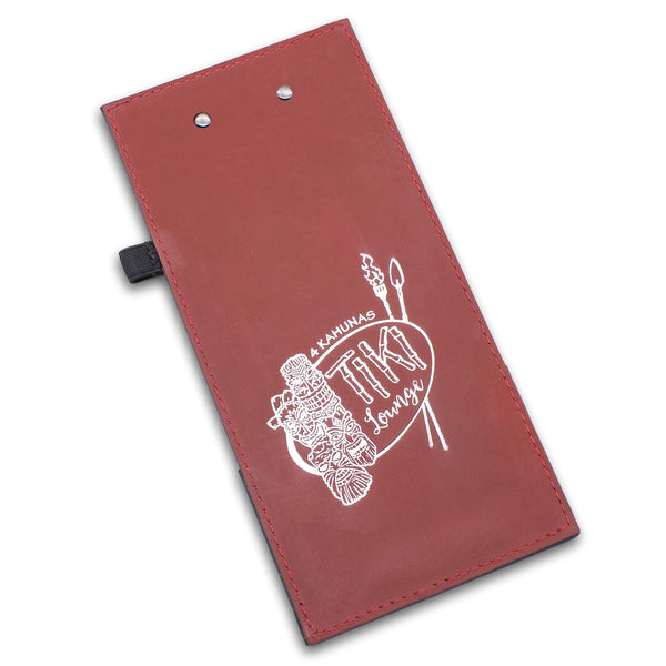 Leather check presenter with clip in red leather