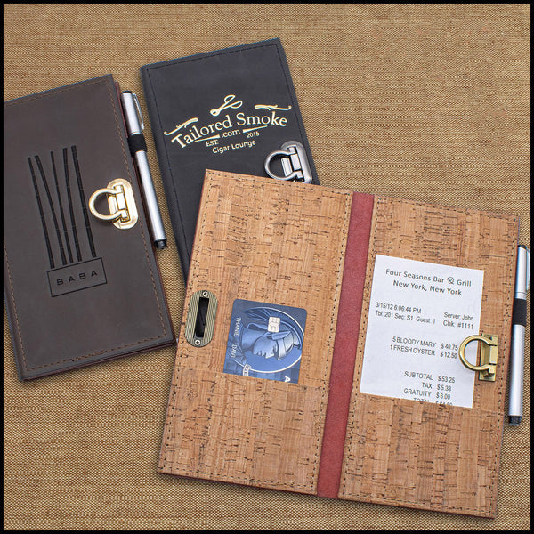Leather Check Presenter Book With Pen Holder