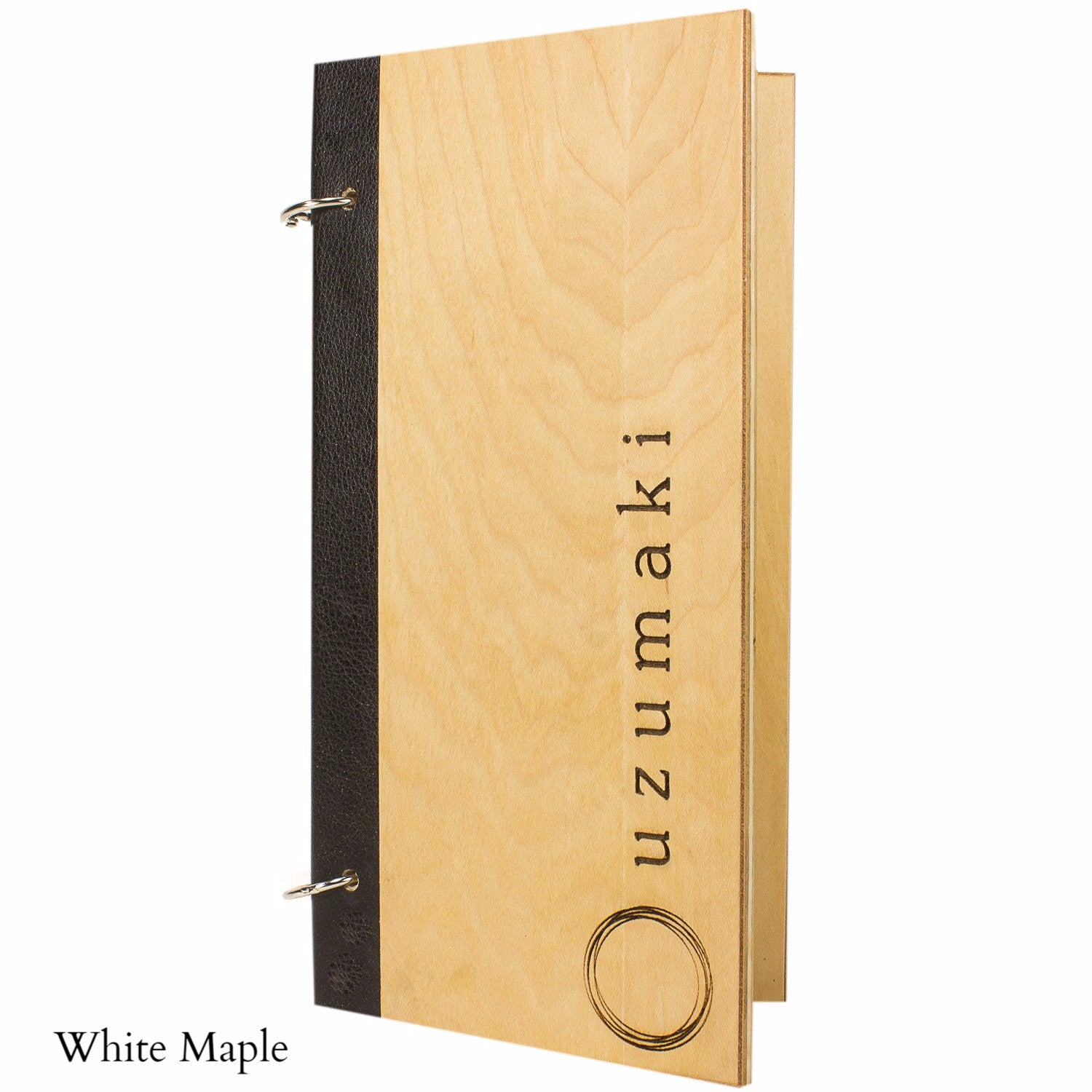 Menu Cover With Leather Binding And Snap Rings - Woodberry Company