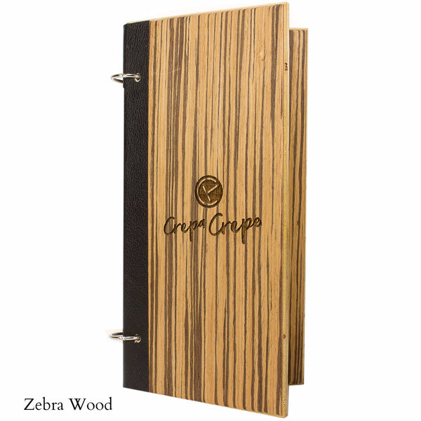 Menu Cover With Leather Binding And Snap Rings - Woodberry Company