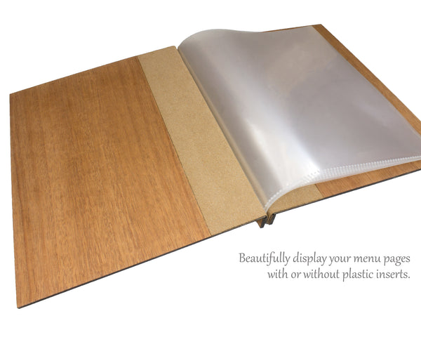 Wood Menu Cover With Screw Post and Leather Binding – Marquee Menus