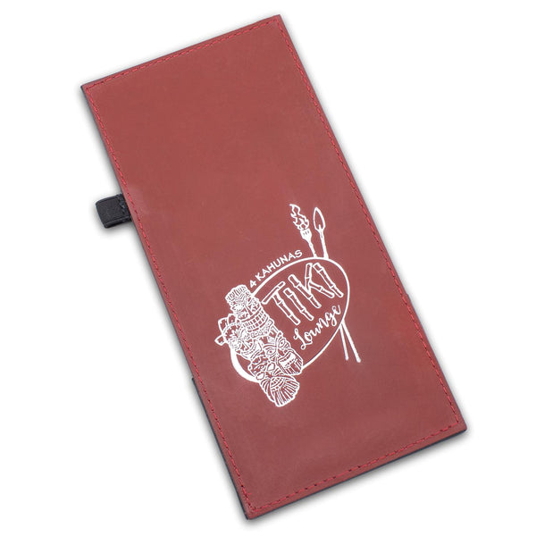 leather check presenter with pocket in red leather
