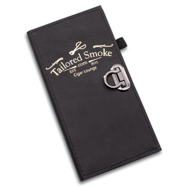 Leather check presenter book in black leather