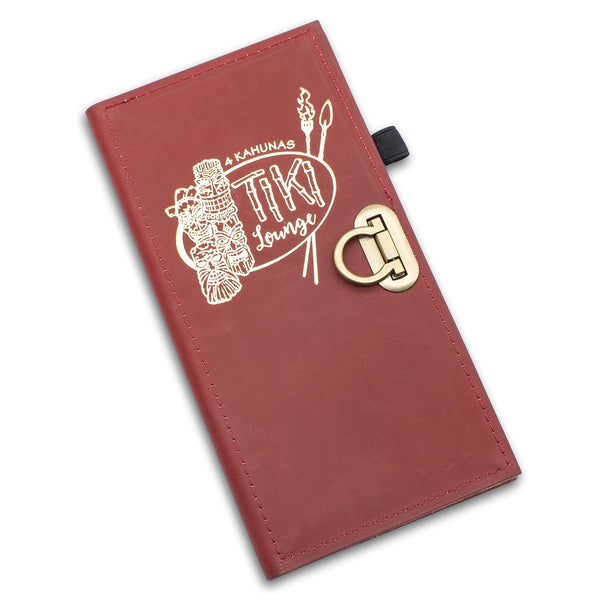 Leather check presenter book in red leather